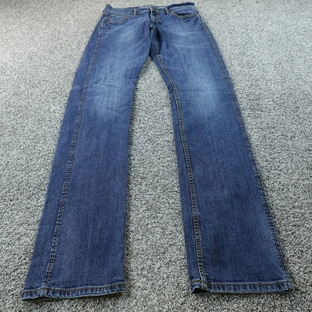 Wrangler Jeans Mens 33X38 Dark Blue Denim Pants Retro Slim Straight Stretch Flex